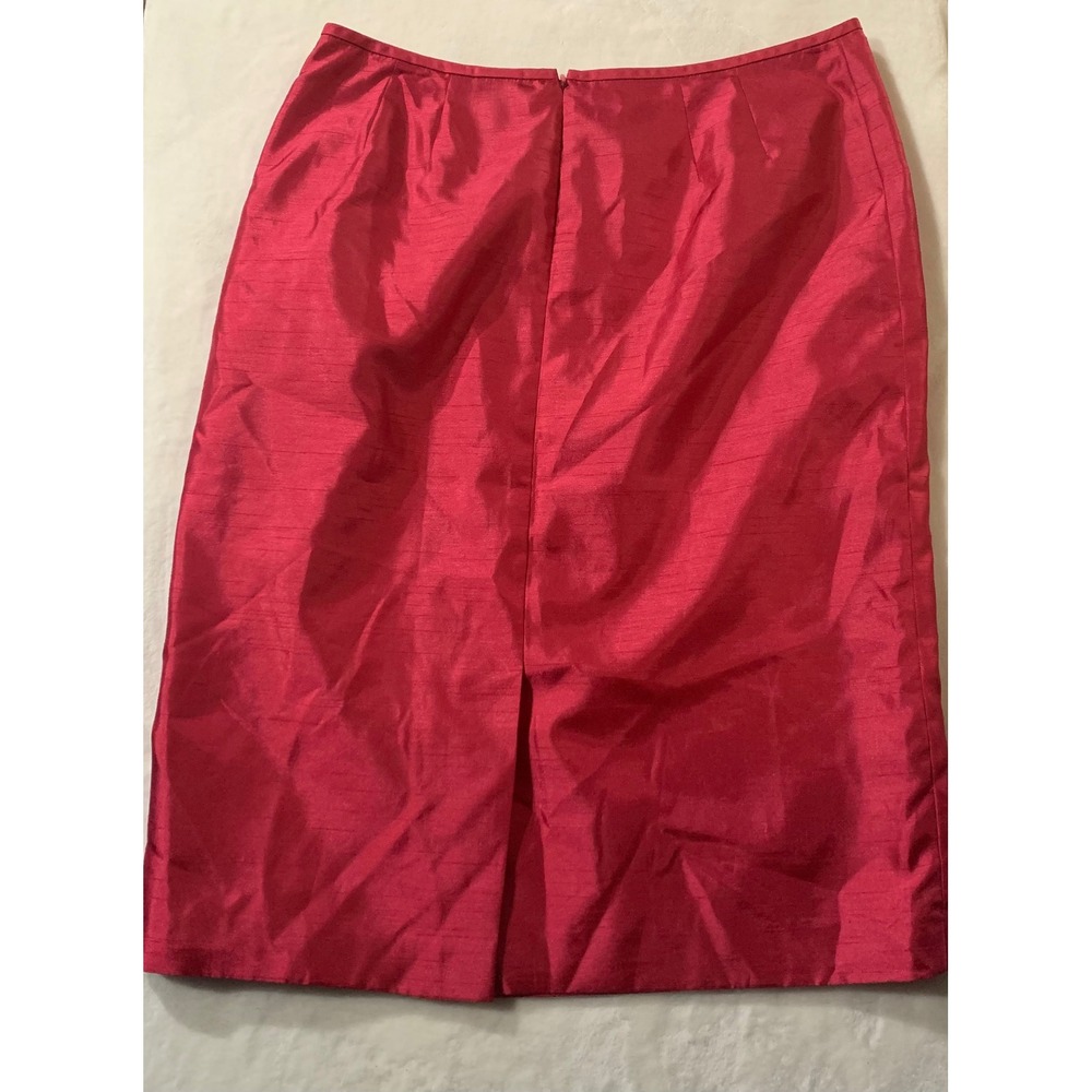 Le Suit Women's 12 Fuchsia Hot Pink Silk Blend Pencil Skirt Knee Length Zipper - Picture 4 of 7